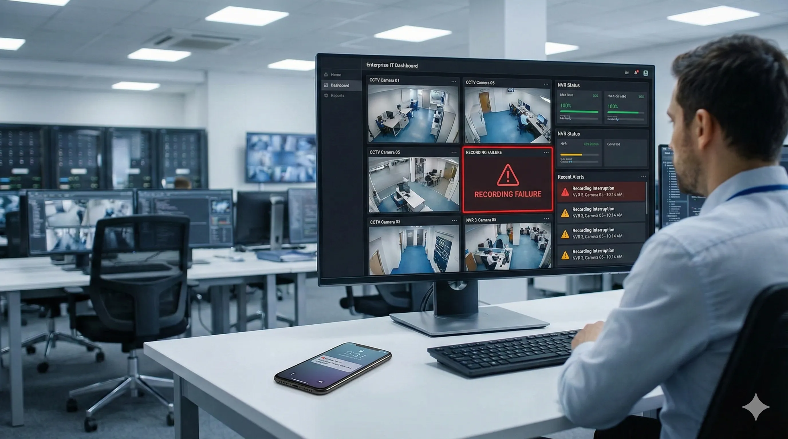 Recording failure alerts view